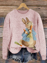 Load image into Gallery viewer, Cute Bunny Embroidery Art Cozy Knit Sweater