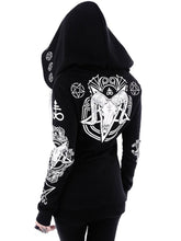 Load image into Gallery viewer, Gothic Style Dark Print Long Sleeve Hooded Long Women&#39;S Sweater