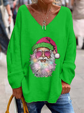 Load image into Gallery viewer, Women&#39;s Christmas Printed  V-Neck Top