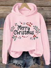 Load image into Gallery viewer, Women's Christmas Holly Print Hooded Sweatshirt