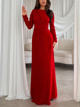 Load image into Gallery viewer, Elegant bright red pleated slim dress