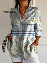 Load image into Gallery viewer, Women's Ethnic Art Print Casual Cotton Shirt