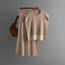 Load image into Gallery viewer, Stylish Striped Patchwork Solid Color Sleeveless Top &amp; High Waist Pants Two-Piece Set