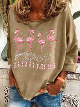 Load image into Gallery viewer, Women's Christmas Flamingo Print Casual Sweatshirt