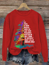 Load image into Gallery viewer, Retro Hippie Christmas I See Trees Of Green, Red Roses Too I See Them Bloom For Me And You And I Think To Myself What A Wonderful World Print Sweatshirt