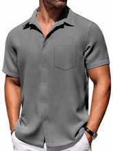 Load image into Gallery viewer, Men's Hawaiian Waffle Fabric Lapel Pocket Short Sleeve Shirt
