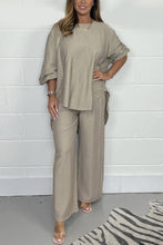 Load image into Gallery viewer, Satin crew neck casual suit