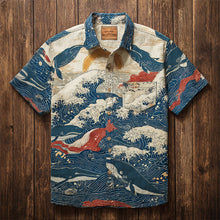 Load image into Gallery viewer, Ocean And Whale Elements Japanese Vacation Style Men's Short Sleeve T-shirt