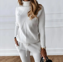Load image into Gallery viewer, Ladies High-Neck Solid Color Fashion Casual Set