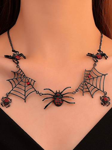 Vintage Gothic Black Spider Web Necklace Clavicle Chain