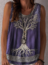 Load image into Gallery viewer, Tree Of Life Lace Embroidered Women's Linen Tank Top