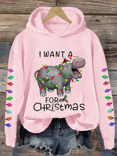 Load image into Gallery viewer, Women&#39;s I Want A Cute Hippopotamus For Christmas Holiday Gift Casual Hoodie