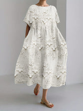 Load image into Gallery viewer, 3D Floral Lace Embroidered Linen Blend Maxi Dress