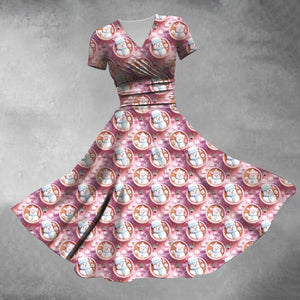 Retro Cute Santa Claus Print Maxi Dress