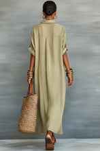 Load image into Gallery viewer, Women's Minimalist Linen Blend Short-sleeved Shirt Maxi Dress
