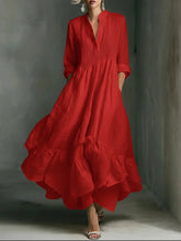 Load image into Gallery viewer, Women's White Long-sleeved Ruffled Maxi Dress