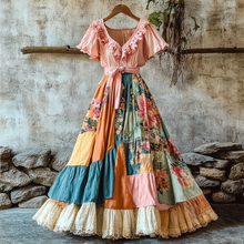 Load image into Gallery viewer, Women's Fashion Elegant Bohemian Floral Ruffle Dress 901c