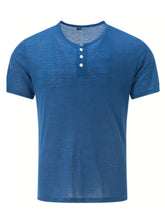 Load image into Gallery viewer, Men's Summer Solid Button Textured Short Sleeve Henley Shirt