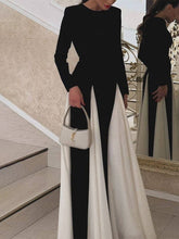 Load image into Gallery viewer, Chic Contrast Color Long Sleeve Elegant Dress