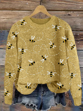 Load image into Gallery viewer, Flying Bees Embroidery Pattern Cozy Knit Sweater