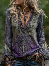 Load image into Gallery viewer, Women's Vintage Life Of Tree Celtic Knot Art Pattern Linen Shirt