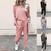 Load image into Gallery viewer, Plain Drawstring Casual Two-piece Outfits