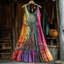 Load image into Gallery viewer, Vintage Life Of Tree Celtic Multicolour Tribal Art Comfy Tank Dress