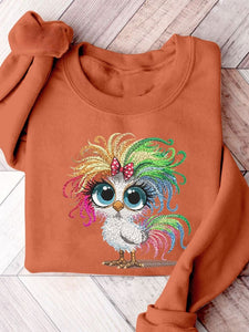 Funny Crazy Chicken Christmas Casual Print Sweatshirt