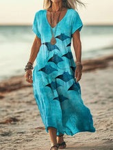 Load image into Gallery viewer, Women's Manta Rays Art Print Linen Blend Dress