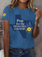 Load image into Gallery viewer, 💙texas Strong💪women's Pray For The Texas Hill Country Print Round Neck T-shirt