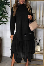 Load image into Gallery viewer, Women's Casual Solid Color Mesh Patchwork Dress