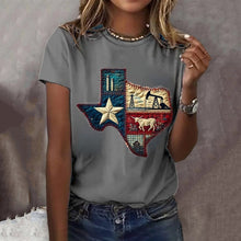 Load image into Gallery viewer, Women's Texas The Lone Star State Print Crew Neck T-shirt