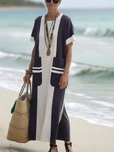 Load image into Gallery viewer, Women's Holiday Contrast Print Round Neck Loose Dress