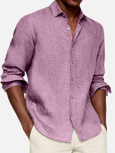 Load image into Gallery viewer, Men's Casual Solid Color Cotton Lapel Long-Sleeve Shirt