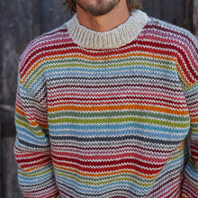 Load image into Gallery viewer, Vintage Rainbow Stripe Knit Jacquard Crew Neck Sweater