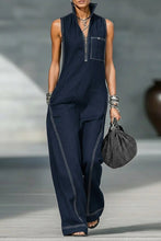 Load image into Gallery viewer, Women's Minimalist Loose-fitting White Trim Sleeveless Jumpsuit