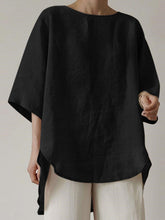 Load image into Gallery viewer, Women's Casual Pure Color Half Sleeve Cotton And Linen Shirt