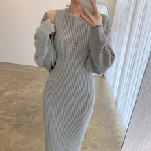 Load image into Gallery viewer, Temperament Round Neck Knitted Dress Two-Piece Set