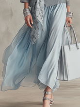 Load image into Gallery viewer, Elegant Dusty Blue Sheer Blouse &amp; Fitted Maxi Dress Co-ord Set