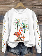 Load image into Gallery viewer, Women&#39;s Christmas Deck The Palms Printed Crew Neck Sweatshirt