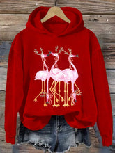 Load image into Gallery viewer, Women's Christmas Flamingo Print Casual Hoodie