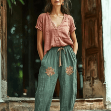Load image into Gallery viewer, Women's Linen Bohemian Style Wide-leg Trousers Pants
