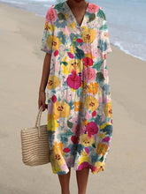 Load image into Gallery viewer, Women's Vintage Lovely Floral Art Print Flowy Dress