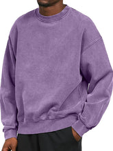 Load image into Gallery viewer, Men's Washed Distressed Cotton Basic Round Neck Long-sleeved Sweatshirt