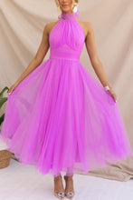 Load image into Gallery viewer, Fairy Vibes Tulle Gathered Detail Halter Maxi Dress