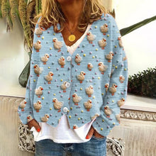 Load image into Gallery viewer, Women&#39;s Cute Little Chickens Print Casual Cardigan