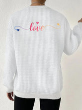 Load image into Gallery viewer, Women's Rainbow Love Heart Waffle Sweatshirt Waffle Sweatshirt