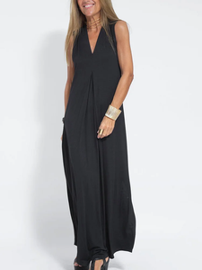 Elegant Solid Color Sleeveless Maxi Dress