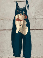 Load image into Gallery viewer, Decorative Pattern of Jazz Cellist Playing Casual 100% Cotton Wide Leg Jumpsuit