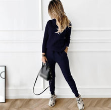 Load image into Gallery viewer, Ladies High-Neck Solid Color Fashion Casual Set